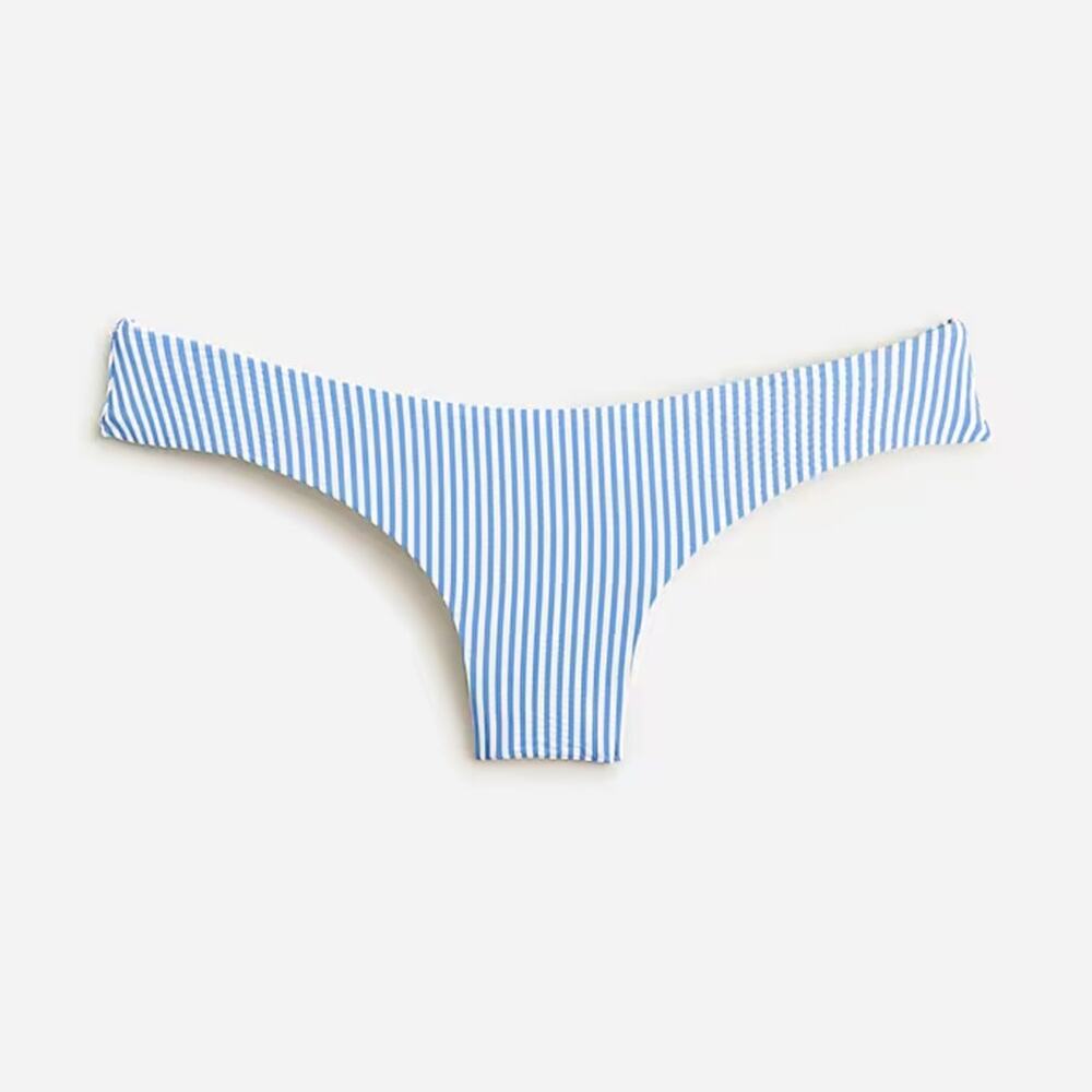 J.Crew Seersucker Hipster Bikini Bottom Medium Blue White Nautical Swimwear - Picture 2 of 11
